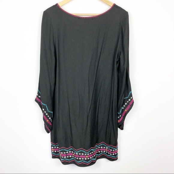 Love Stitch Boho Black Dress with Embroidery Sz M - Picture 5 of 8